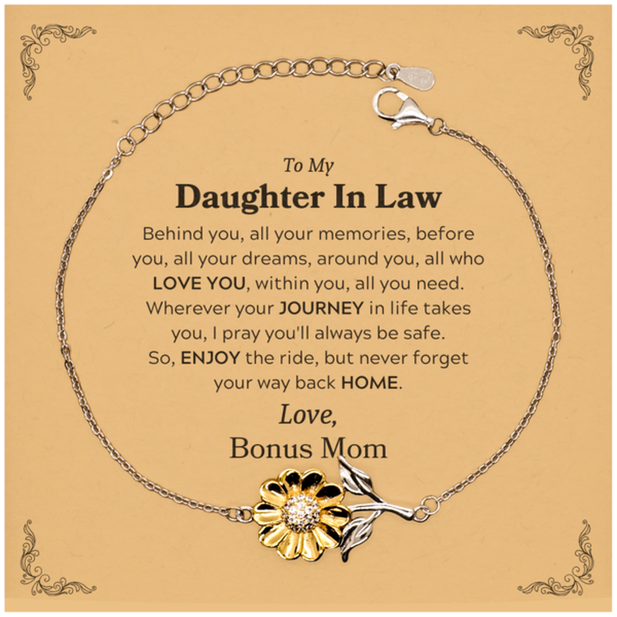 Daughter In Law Sunflower Bracelet - Behind You, All Your Memories | Graduation Gift