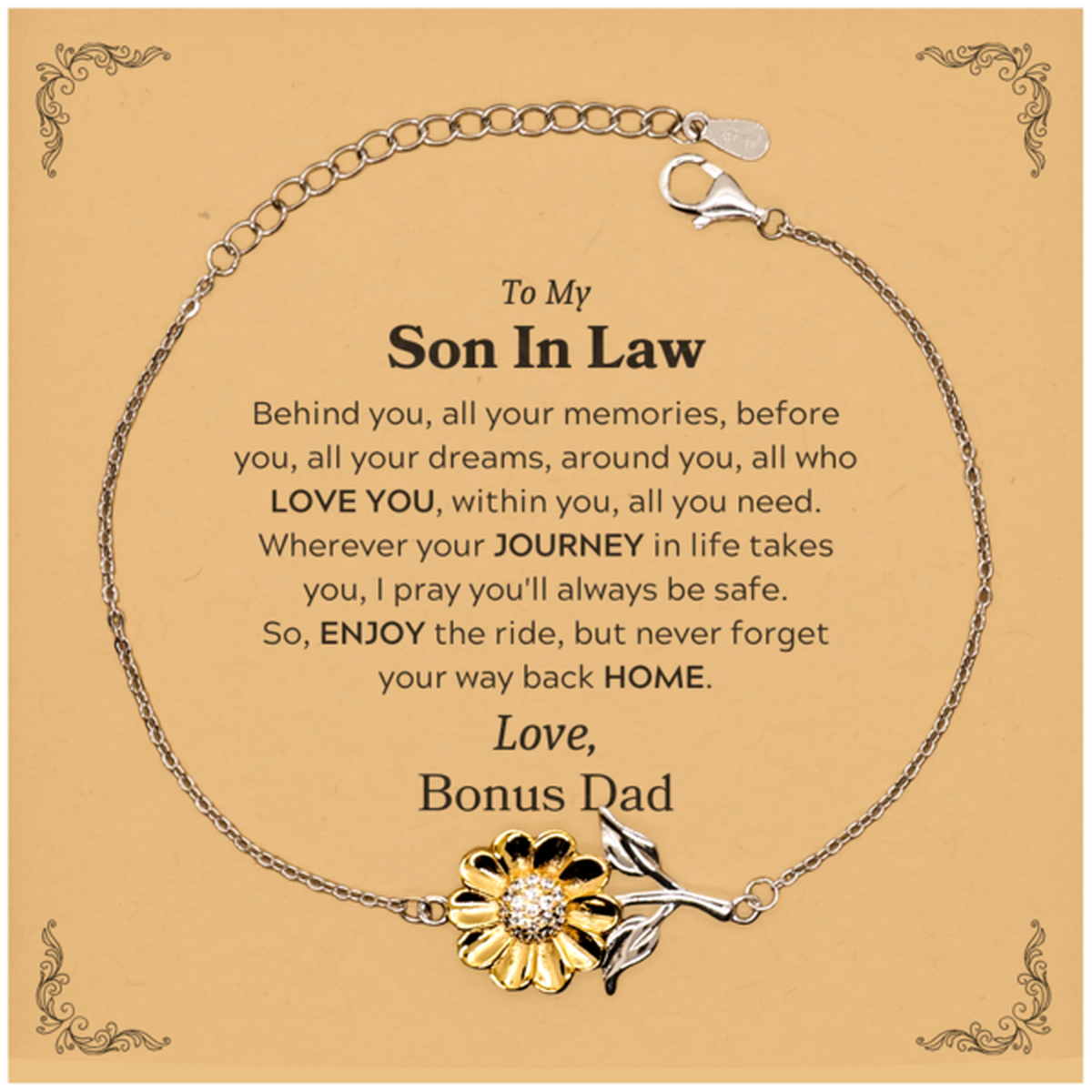 Son In Law Sunflower Bracelet - Love & Dreams | Graduation Gift