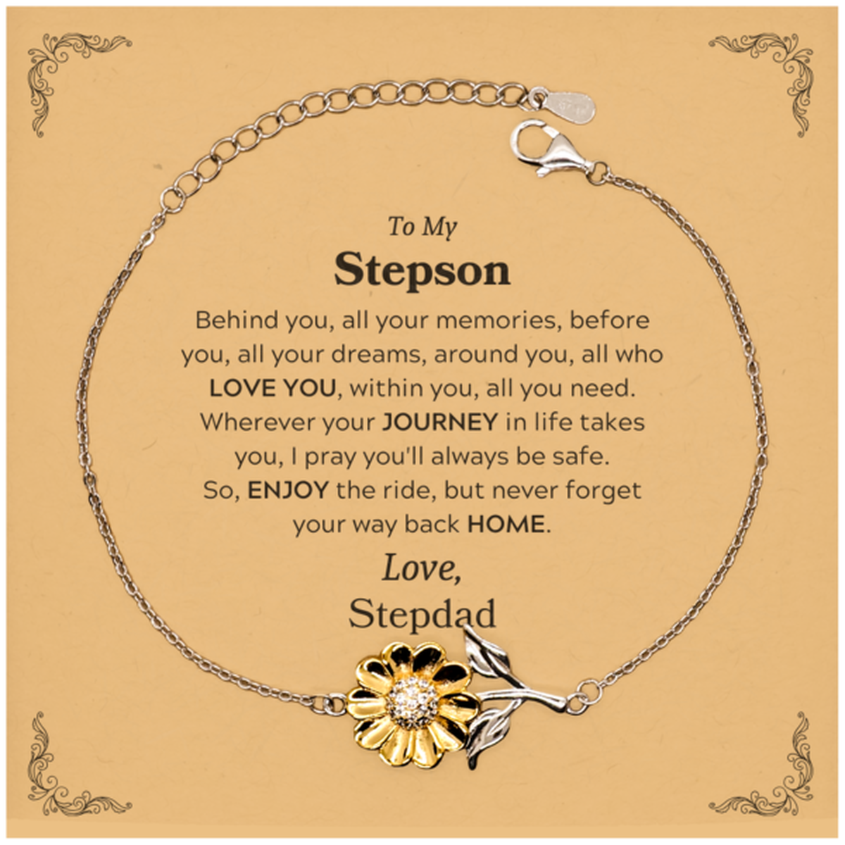 Stepson Sunflower Bracelet - Behind You, All Your Memories | Graduation Gift