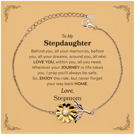 Stepdaughter Sunflower Bracelet - Behind You, All Your Memories | Graduation Gift