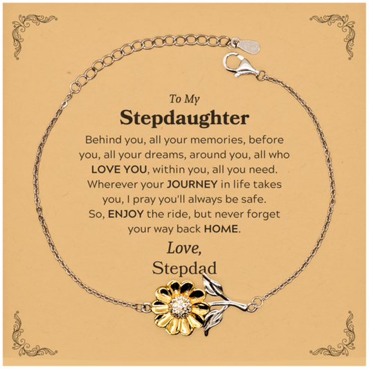 Stepdaughter Sunflower Bracelet - Behind You, All Your Memories | Graduation Gift