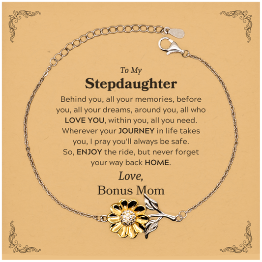Stepdaughter Sunflower Bracelet - Love, Bonus Mom | Graduation Gift