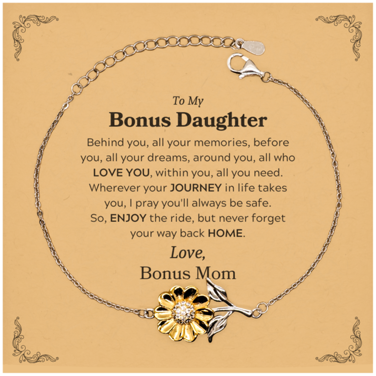 Bonus Daughter Sunflower Bracelet - Behind You, All Your Memories | Graduation Gift