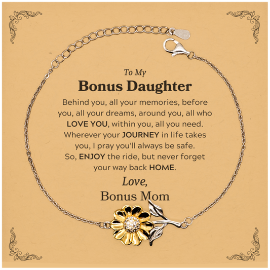 Bonus Daughter Sunflower Bracelet - Behind You, All Your Memories | Graduation Gift