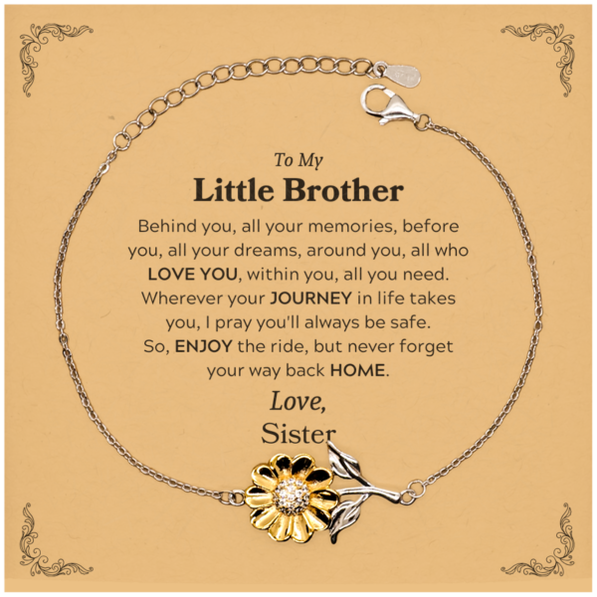 Little Brother Sunflower Bracelet - Behind You, All Your Memories | Graduation Gift