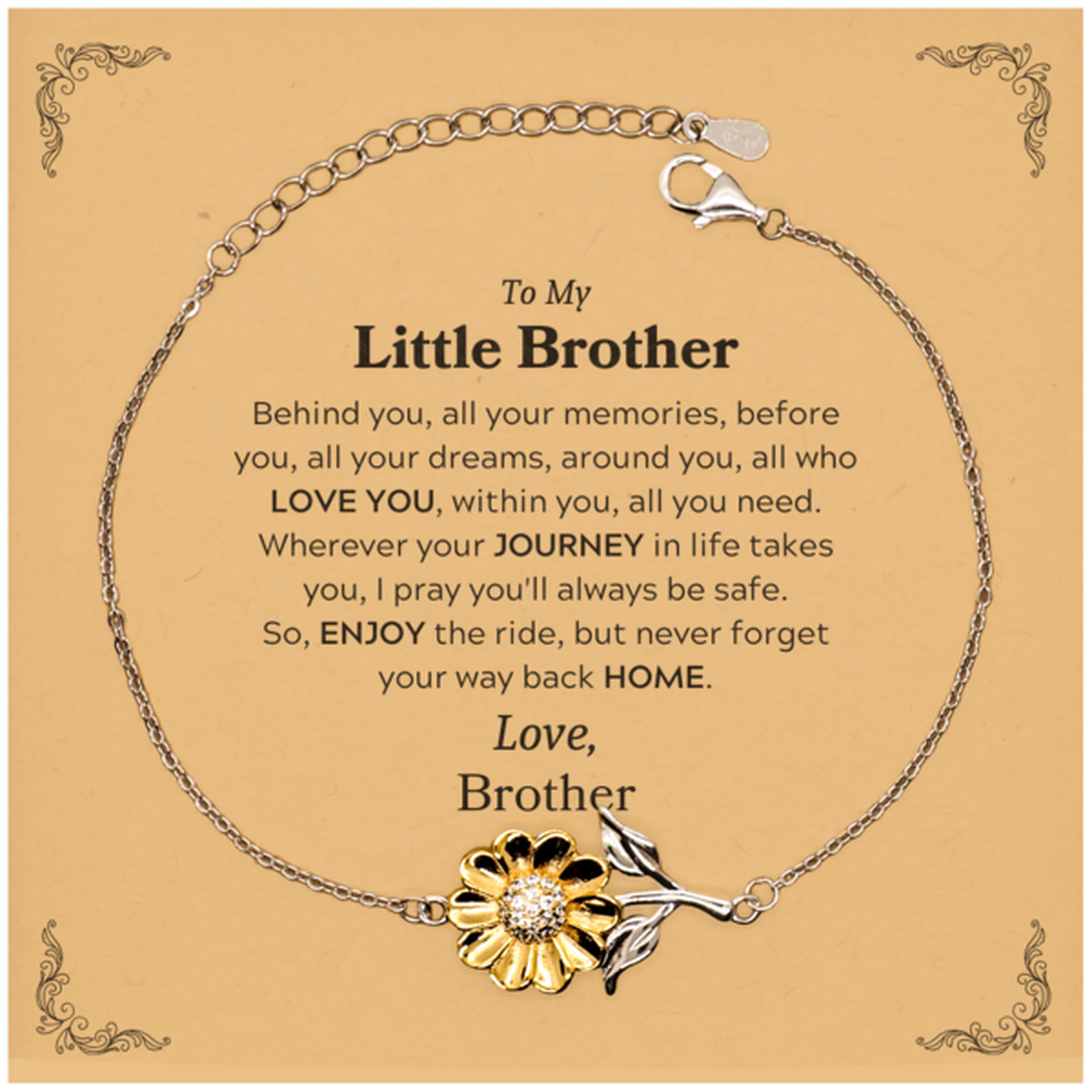 Little Brother Sunflower Bracelet - Behind You, All Your Memories | Graduation Gift