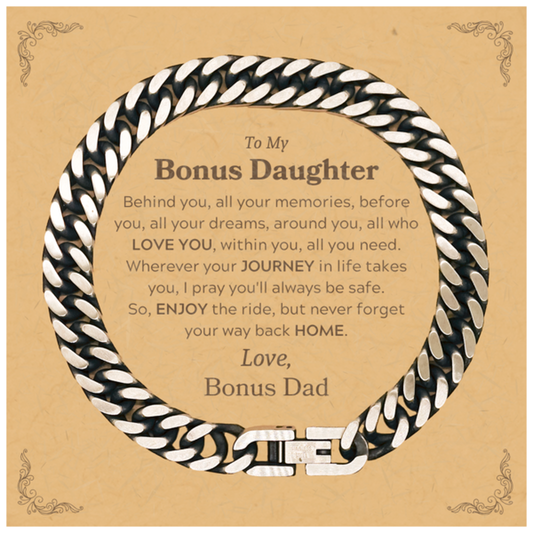 Bonus Daughter Cuban Link Bracelet - Behind You, All Your Memories | Graduation Gift