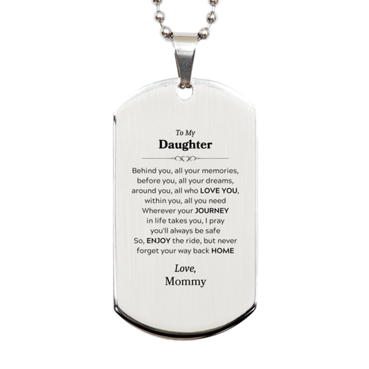 Daughter Silver Dog Tag Necklace - Love and Dreams Design | Graduation Gift