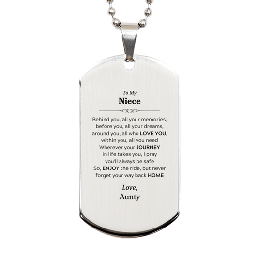 Niece Silver Dog Tag Necklace - Behind You, All Your Memories | Graduation Gift