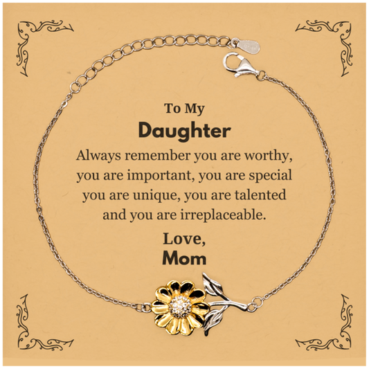 Daughter Sunflower Bracelet - Always Remember You Are Wworthy | Birthday Gift