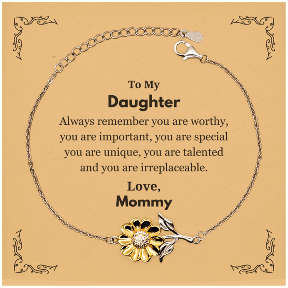 Daughter Sunflower Bracelet - Always Remember You Are Worthy | Birthday & Graduation Gift