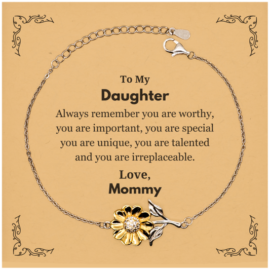 Daughter Sunflower Bracelet - Always Remember You Are Worthy | Birthday & Graduation Gift
