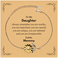 Load image into Gallery viewer, Daughter Sunflower Bracelet - Always Remember You Are Worthy | Birthday &amp; Graduation Gift
