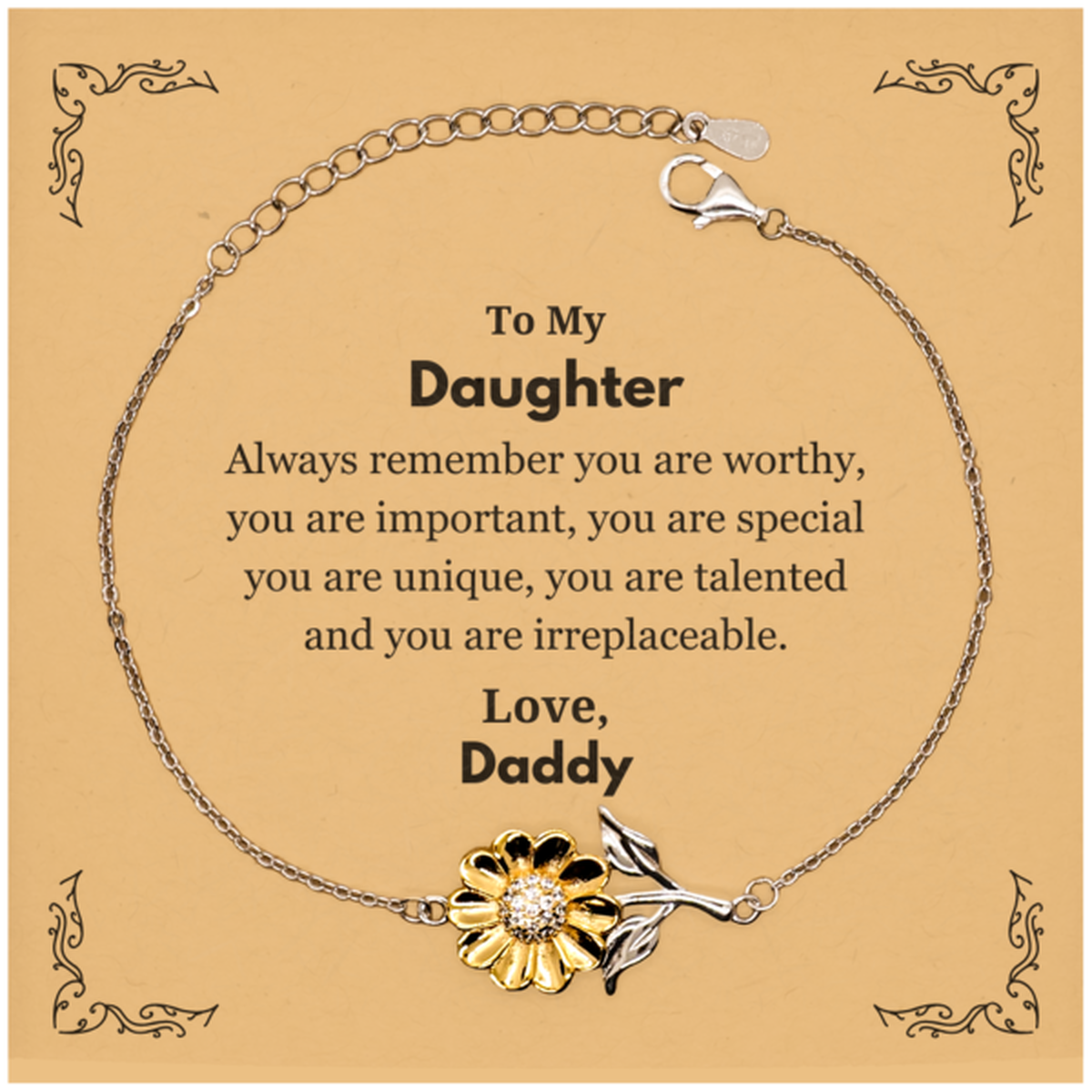 Daughter Sunflower Bracelet - Always Remember You Are Worthy | Birthday Gift