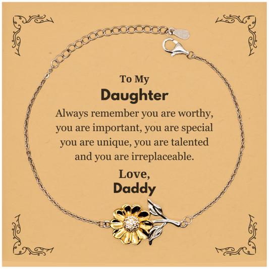 Daughter Sunflower Bracelet - Always Remember You Are Worthy | Birthday Gift