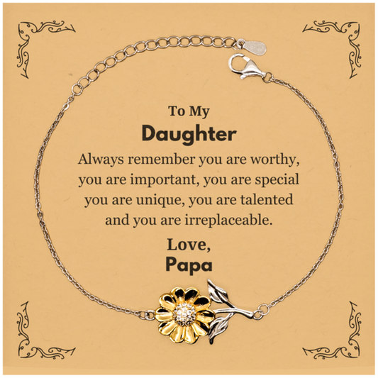 Daughter Sunflower Bracelet - Always Remember You Are Worthy | Birthday Gift