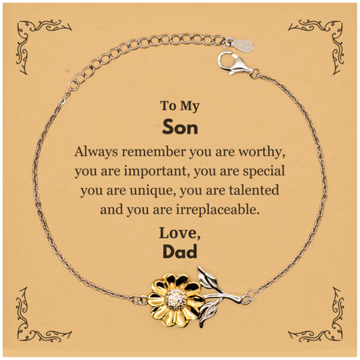 Son Sunflower Bracelet - Always Remember You Are Worthy | Graduation Gift