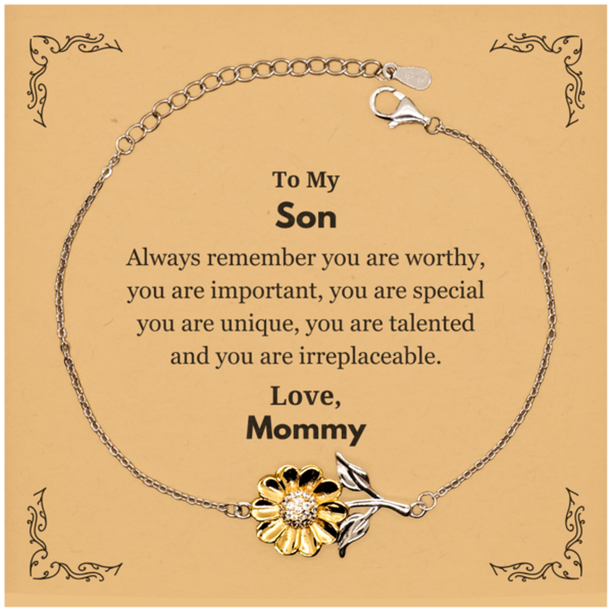 Son Sunflower Bracelet - Always Remember You Are Worthy | Graduation Gift