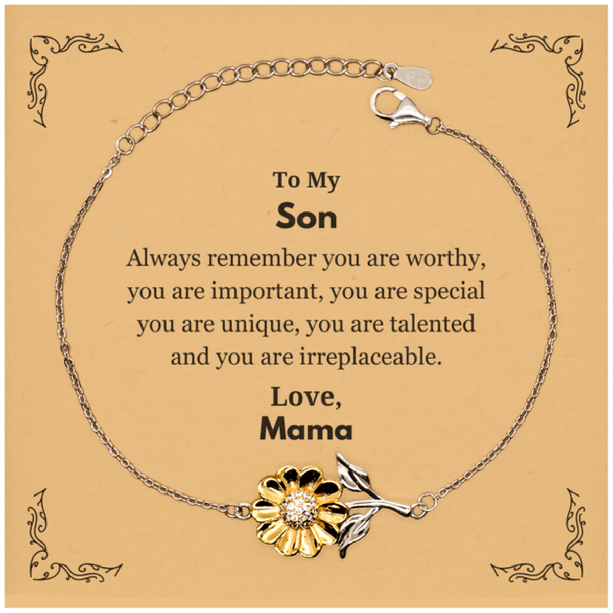 Son Sunflower Bracelet - Always Remember You Are Worthy | Graduation Gift