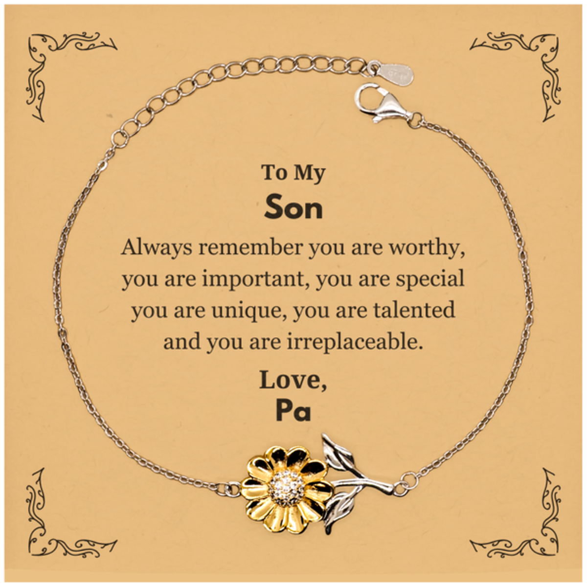 Son Sunflower Bracelet - Always Remember You Are Worthy | Graduation Gift