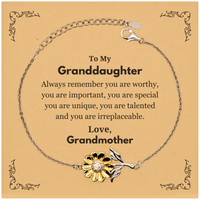 Load image into Gallery viewer, Granddaughter Sunflower Bracelet - Always Remember You Are Worthy | Birthday Gift
