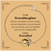 Load image into Gallery viewer, Granddaughter Sunflower Bracelet - Always Remember You Are Wworthy | Birthday &amp; Graduation Gift
