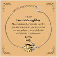 Load image into Gallery viewer, Granddaughter Sunflower Bracelet - Always Remember You Are Worthy | Birthday &amp; Graduation Gift
