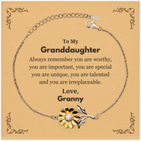 Load image into Gallery viewer, Granddaughter Sunflower Bracelet - Always Remember You Are Worthy | Birthday Gift
