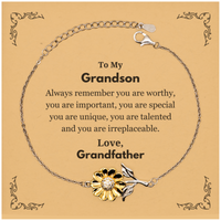 Load image into Gallery viewer, Grandson Sunflower Bracelet - Always Remember You Are Worthy | Graduation Gift
