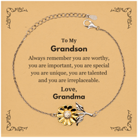Load image into Gallery viewer, Grandson Sunflower Bracelet - Always Remember You Are Worthy | Birthday &amp; Graduation Gift
