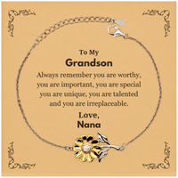 Load image into Gallery viewer, Grandson Sunflower Bracelet - Always Remember You Are Worthy | Birthday Gift
