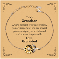 Load image into Gallery viewer, Grandson Sunflower Bracelet - &#39;Always Remember You Are Worthy&#39; | Inspirational Gift
