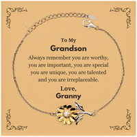Load image into Gallery viewer, Grandson Sunflower Bracelet - Always Remember You Are Important | Birthday &amp; Graduation Gift
