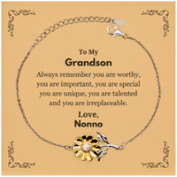 Load image into Gallery viewer, Grandson Sunflower Bracelet - Always Remember You Are Worthy | Graduation Gift
