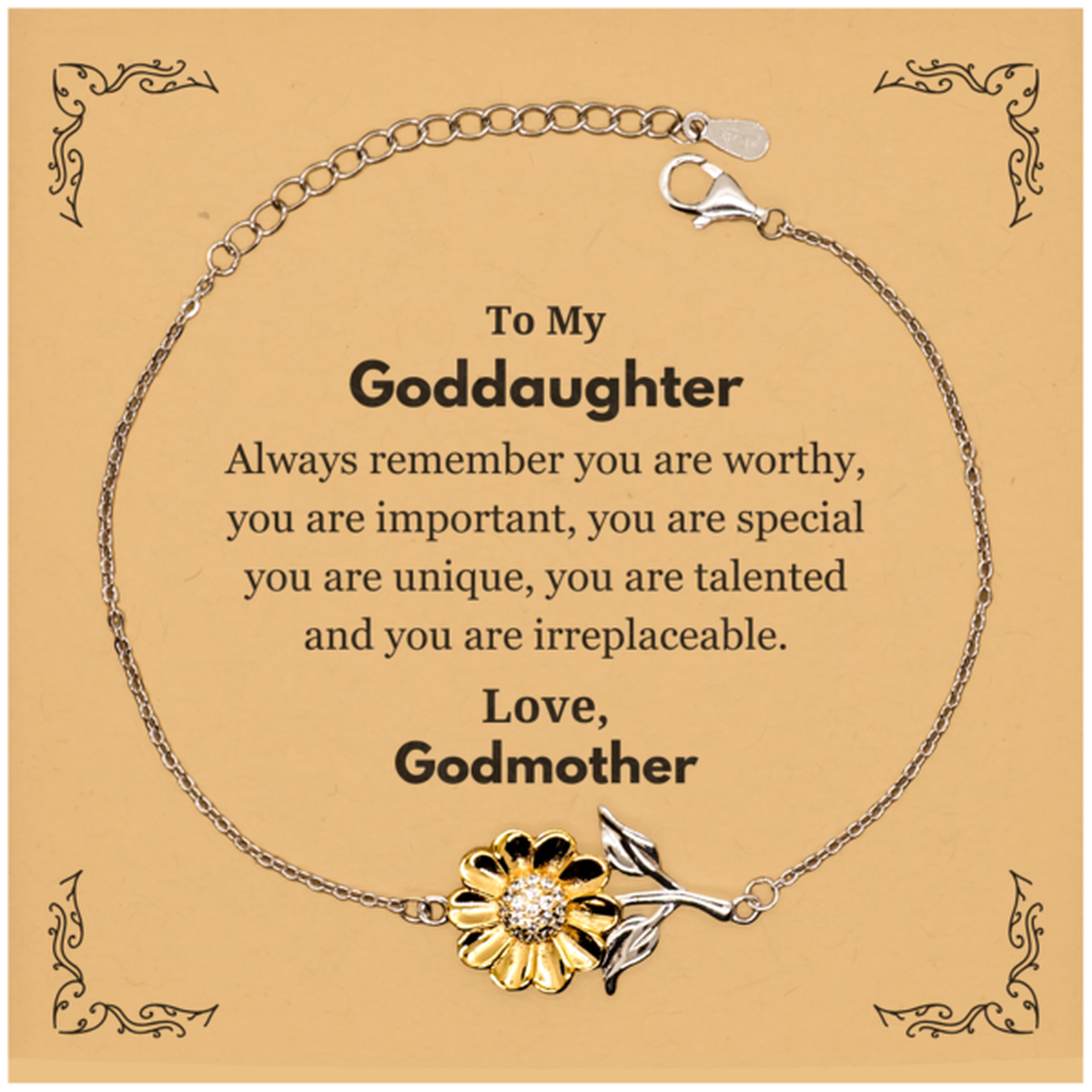 Goddaughter Sunflower Bracelet - Always Remember You Are Worthy | Birthday Gift