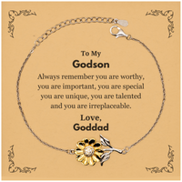 Load image into Gallery viewer, Godson Sunflower Bracelet - Always Remember You Are Worthy | Birthday and Graduation Gift
