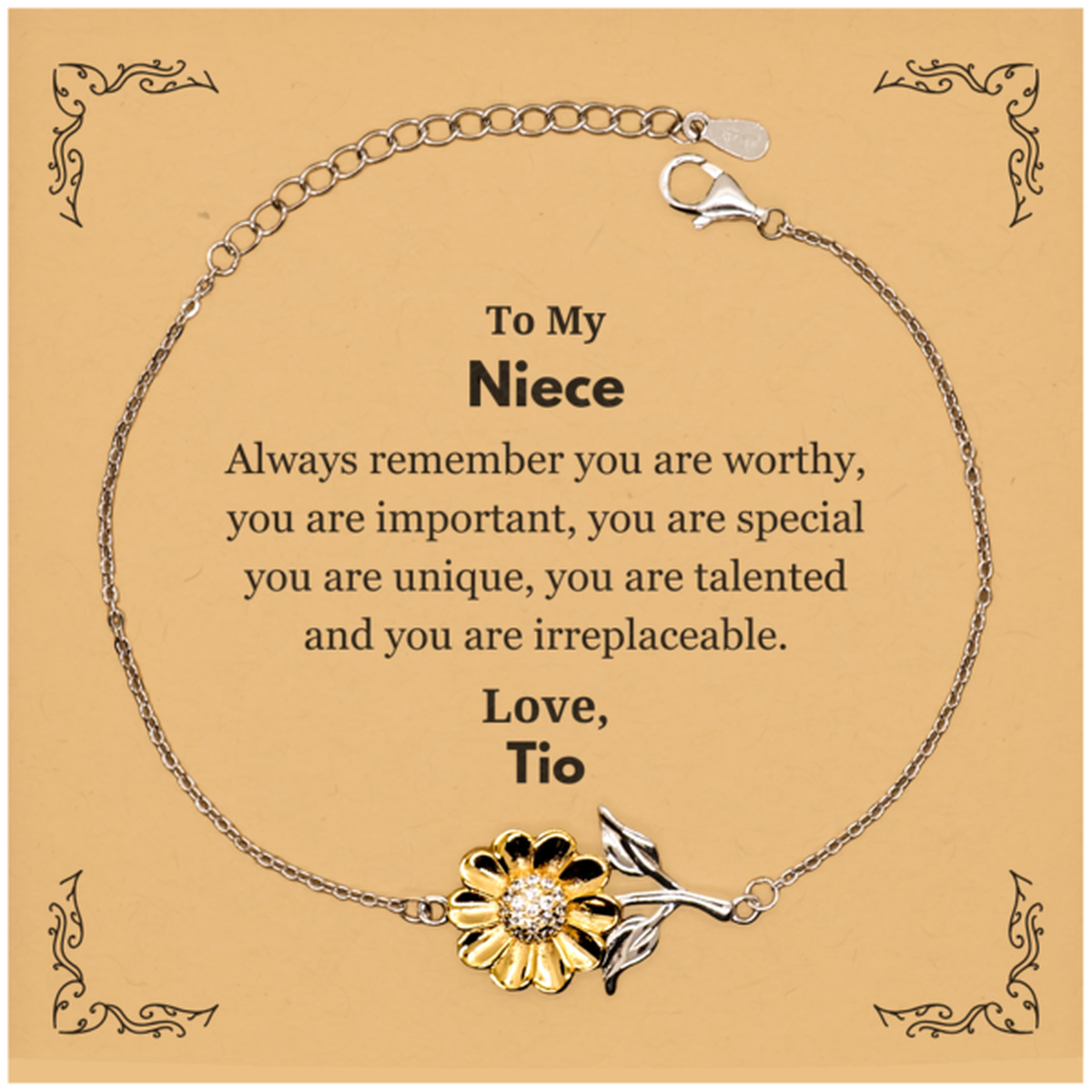 Niece Sunflower Bracelet - Always Remember You Are Worthy | Birthday Gift