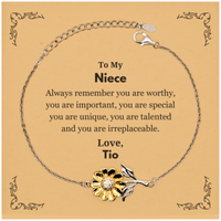 Load image into Gallery viewer, Niece Sunflower Bracelet - Always Remember You Are Worthy | Birthday Gift
