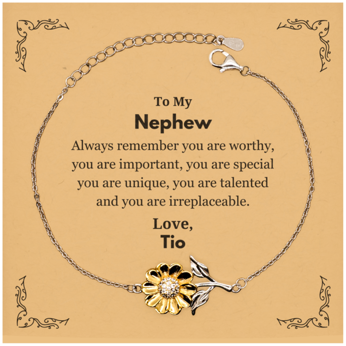 Nephew Sunflower Bracelet - Always Remember You Are Worthy | Birthday & Graduation Gift