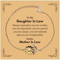 Load image into Gallery viewer, Daughter In Law Sunflower Bracelet - Always Remember You Are Worthy | Birthday Gift
