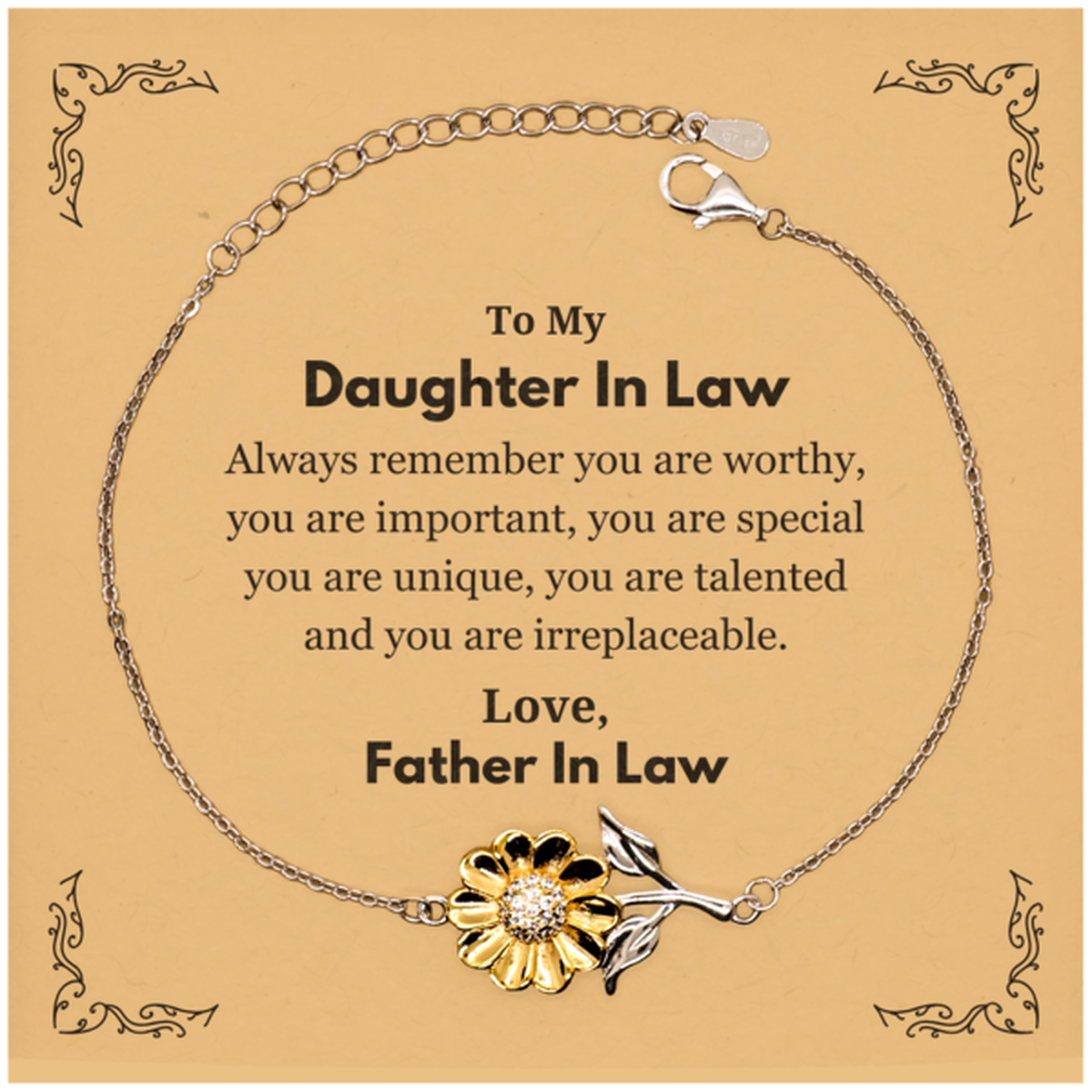 Daughter In Law Sunflower Bracelet - Inspirational Design | Birthday Gift