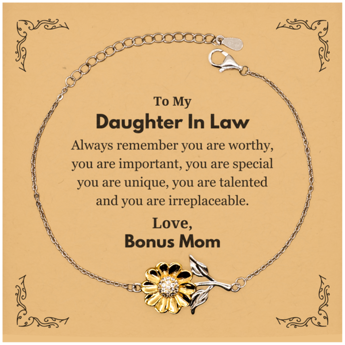 Daughter In Law Sunflower Bracelet - Always Remember You Are Worthy | Birthday Gift