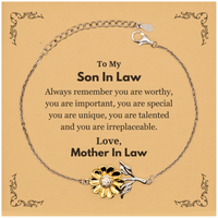 Load image into Gallery viewer, Son In Law Sunflower Bracelet - Always Remember You Are Wworthy | Birthday &amp; Graduation Gift
