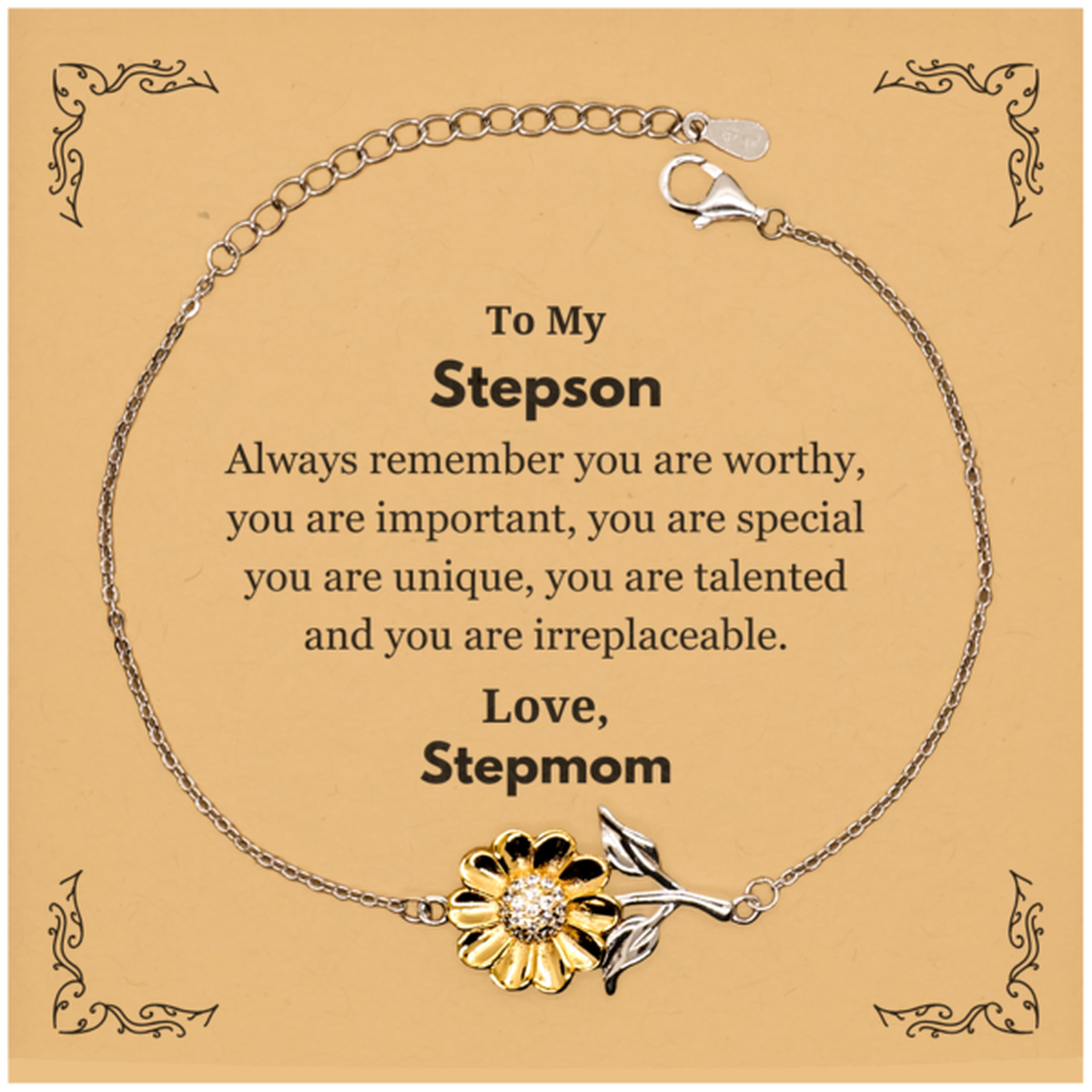 Stepson Inspirational Sunflower Bracelet - You Are Important | Birthday & Graduation Gift