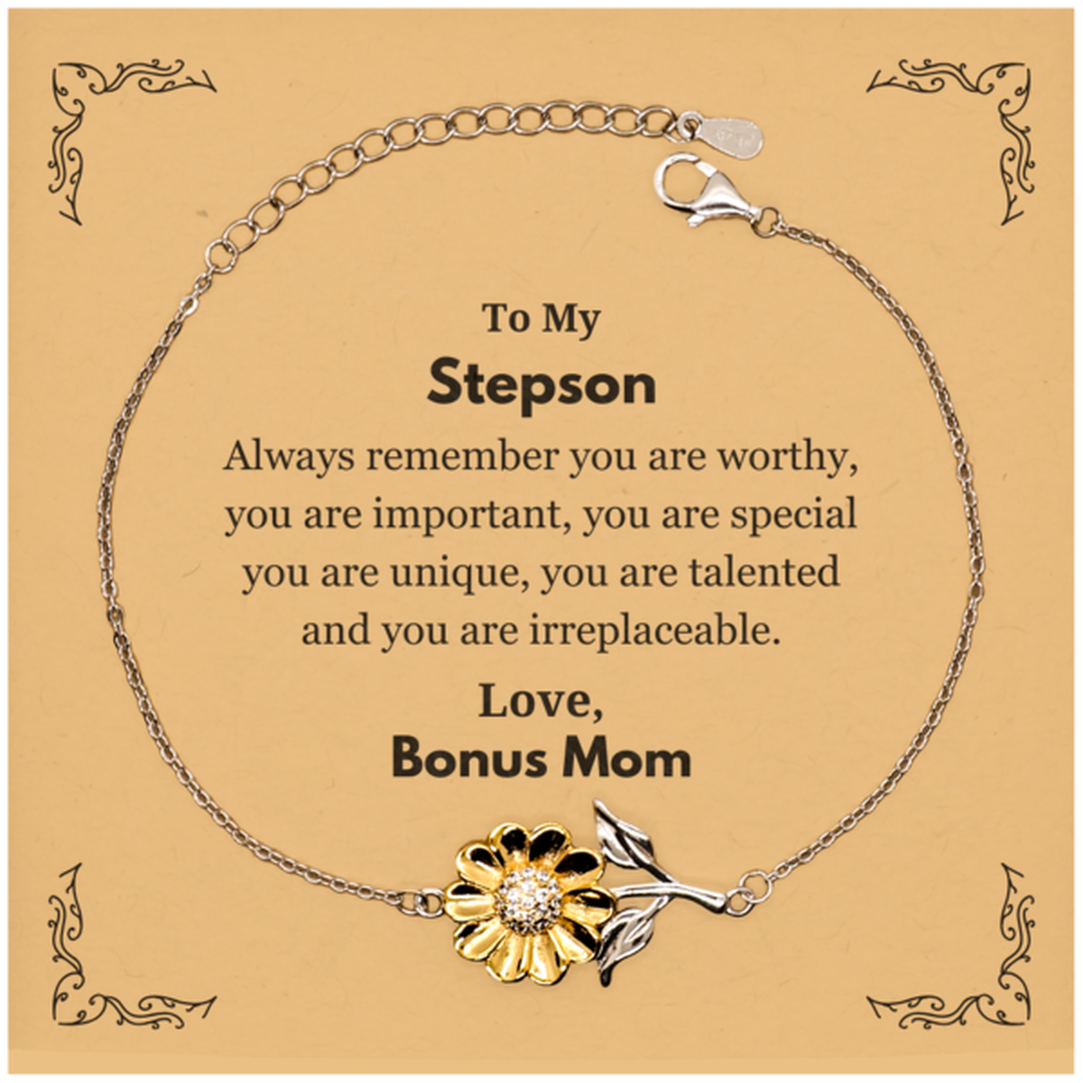 Stepson Sunflower Bracelet - Always Remember You Are Worthy | Birthday Gift