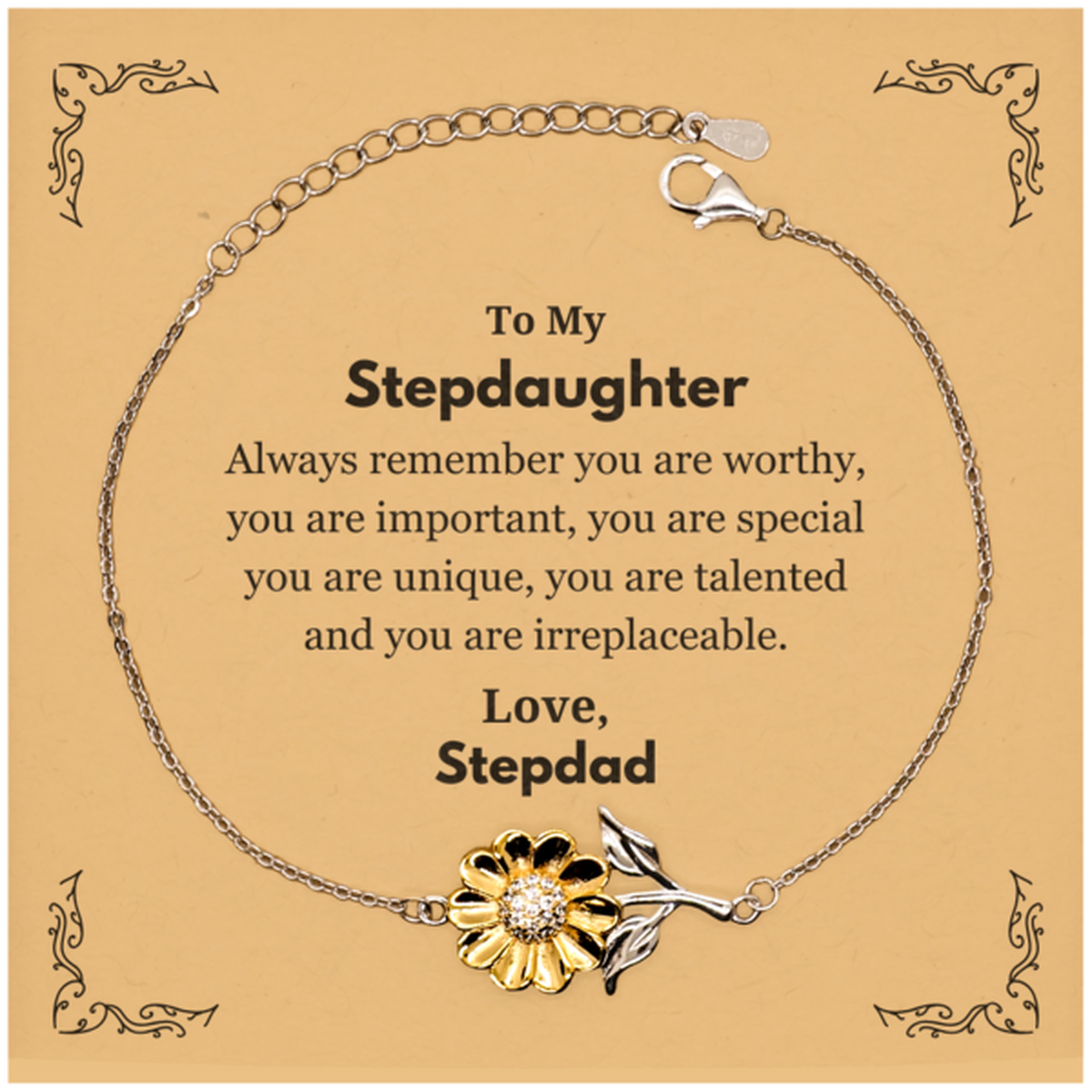 Stepdaughter Sunflower Bracelet - Always Remember You Are Worthy | Birthday Gift