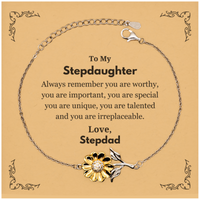 Load image into Gallery viewer, Stepdaughter Sunflower Bracelet - Always Remember You Are Worthy | Birthday Gift
