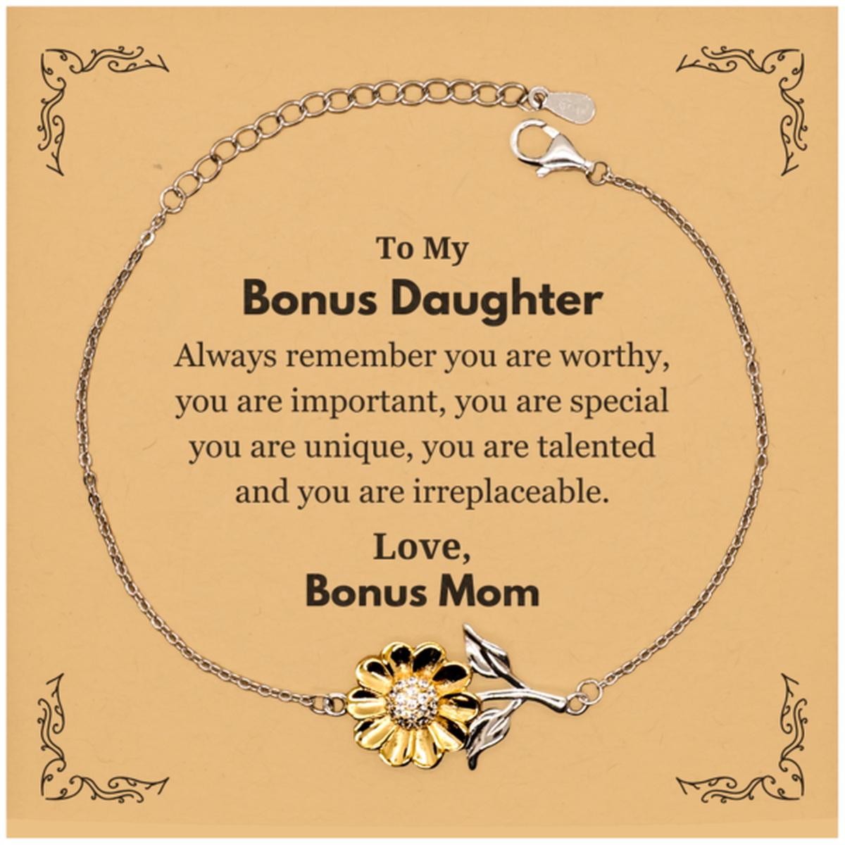 Bonus Daughter Sunflower Bracelet - You Are Important | Birthday Gift