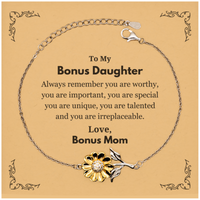 Load image into Gallery viewer, Bonus Daughter Sunflower Bracelet - You Are Important | Birthday Gift

