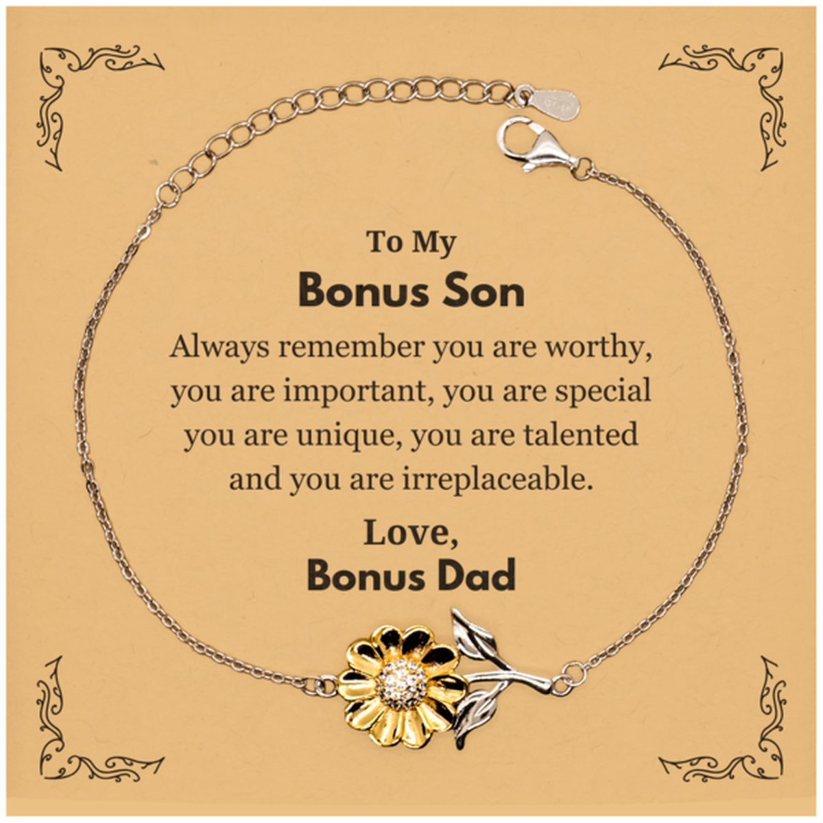 Bonus Son Sunflower Bracelet - Always Remember You Are Worthy | Graduation Gift
